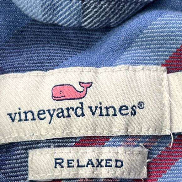 Vineyard Vines Shirt Womens 4 Long Sleeve Plaid Flannel Button Up Relaxed Blue - Picture 3 of 9